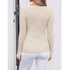 image:imageZESICA Womens Fall Wrap V Neck Ruched Sweaters Long Sleeve Ribbed Tops 2026Apricot