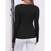 image:imageZESICA Womens Fall Wrap V Neck Ruched Sweaters Long Sleeve Ribbed Tops 2026Black
