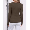 image:imageZESICA Womens Fall Wrap V Neck Ruched Sweaters Long Sleeve Ribbed Tops 2026Brown
