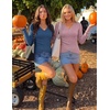 image:imageZESICA Womens Fall Wrap V Neck Ruched Sweaters Long Sleeve Ribbed Tops 2026Grey Blue