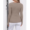 image:imageZESICA Womens Fall Wrap V Neck Ruched Sweaters Long Sleeve Ribbed Tops 2026Khaki