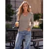 image:imageZESICA Womens Fall Wrap V Neck Ruched Sweaters Long Sleeve Ribbed Tops 2026Khaki