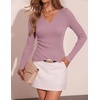 image:imageZESICA Womens Fall Wrap V Neck Ruched Sweaters Long Sleeve Ribbed Tops 2026Purple