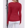 image:imageZESICA Womens Fall Wrap V Neck Ruched Sweaters Long Sleeve Ribbed Tops 2026Red