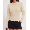 image:imageZESICA Womens Fall Zipper Pullover Sweaters 2026 Cozy Ribbed Knit TopsApricot