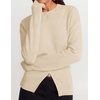 image:imageZESICA Womens Fall Zipper Pullover Sweaters 2026 Cozy Ribbed Knit TopsApricot