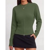 image:imageZESICA Womens Fall Zipper Pullover Sweaters 2026 Cozy Ribbed Knit TopsArmygreen