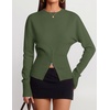 image:imageZESICA Womens Fall Zipper Pullover Sweaters 2026 Cozy Ribbed Knit TopsArmygreen