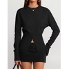 image:imageZESICA Womens Fall Zipper Pullover Sweaters 2026 Cozy Ribbed Knit TopsBlack