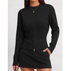 image:imageZESICA Womens Fall Zipper Pullover Sweaters 2026 Cozy Ribbed Knit TopsBlack