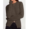image:imageZESICA Womens Fall Zipper Pullover Sweaters 2026 Cozy Ribbed Knit TopsBrown