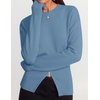 image:imageZESICA Womens Fall Zipper Pullover Sweaters 2026 Cozy Ribbed Knit TopsDustyblue
