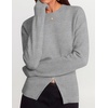 image:imageZESICA Womens Fall Zipper Pullover Sweaters 2026 Cozy Ribbed Knit TopsGrey