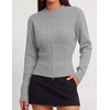 image:imageZESICA Womens Fall Zipper Pullover Sweaters 2026 Cozy Ribbed Knit TopsGrey