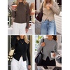 image:imageZESICA Womens Fall Zipper Pullover Sweaters 2026 Cozy Ribbed Knit TopsGrey