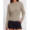 image:imageZESICA Womens Fall Zipper Pullover Sweaters 2026 Cozy Ribbed Knit TopsOatmeal