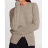 image:imageZESICA Womens Fall Zipper Pullover Sweaters 2026 Cozy Ribbed Knit TopsOatmeal