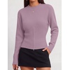 image:imageZESICA Womens Fall Zipper Pullover Sweaters 2026 Cozy Ribbed Knit TopsPurple