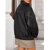 image:imageZESICA Womens Faux Leather Jacket Oversized Zipper Motorcycle CoatsBlack