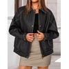 image:imageZESICA Womens Faux Leather Jacket Oversized Zipper Motorcycle CoatsBlack