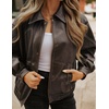 image:imageZESICA Womens Faux Leather Jacket Oversized Zipper Motorcycle CoatsDarkcoffee
