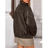 image:imageZESICA Womens Faux Leather Jacket Oversized Zipper Motorcycle CoatsDarkcoffee