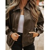image:imageZESICA Womens Faux Leather Jacket Oversized Zipper Motorcycle CoatsKhaki