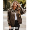 image:imageZESICA Womens Faux Leather Jacket Oversized Zipper Motorcycle CoatsKhaki