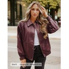 image:imageZESICA Womens Faux Leather Jacket Oversized Zipper Motorcycle CoatsWine