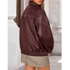 image:imageZESICA Womens Faux Leather Jacket Oversized Zipper Motorcycle CoatsWine