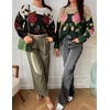 image:imageZESICA Womens Floral Long Sleeve Crewneck Pullover SweatersBlack