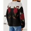 image:imageZESICA Womens Floral Long Sleeve Crewneck Pullover SweatersBlack