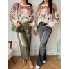 image:imageZESICA Womens Floral Long Sleeve Crewneck Pullover SweatersKhaki