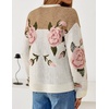image:imageZESICA Womens Floral Long Sleeve Crewneck Pullover SweatersKhaki