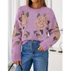 image:imageZESICA Womens Floral Long Sleeve Crewneck Pullover SweatersPurple
