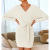 image:imageZESICA Womens Long Batwing Sleeve Wrap V Neck Sweater DressApricot