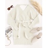 image:imageZESICA Womens Long Batwing Sleeve Wrap V Neck Sweater DressApricot