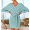 image:imageZESICA Womens Long Batwing Sleeve Wrap V Neck Sweater DressAqua