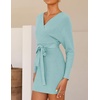 image:imageZESICA Womens Long Batwing Sleeve Wrap V Neck Sweater DressAqua