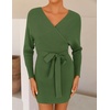image:imageZESICA Womens Long Batwing Sleeve Wrap V Neck Sweater DressArmygreen