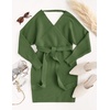image:imageZESICA Womens Long Batwing Sleeve Wrap V Neck Sweater DressArmygreen
