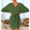 image:imageZESICA Womens Long Batwing Sleeve Wrap V Neck Sweater DressArmygreen