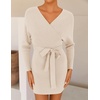 image:imageZESICA Womens Long Batwing Sleeve Wrap V Neck Sweater DressBeige