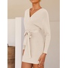 image:imageZESICA Womens Long Batwing Sleeve Wrap V Neck Sweater DressBeige