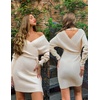 image:imageZESICA Womens Long Batwing Sleeve Wrap V Neck Sweater DressBeige