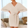 image:imageZESICA Womens Long Batwing Sleeve Wrap V Neck Sweater DressBeige