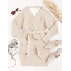 image:imageZESICA Womens Long Batwing Sleeve Wrap V Neck Sweater DressBeige