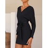 image:imageZESICA Womens Long Batwing Sleeve Wrap V Neck Sweater DressBlack