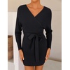 image:imageZESICA Womens Long Batwing Sleeve Wrap V Neck Sweater DressBlack