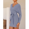 image:imageZESICA Womens Long Batwing Sleeve Wrap V Neck Sweater DressBlue